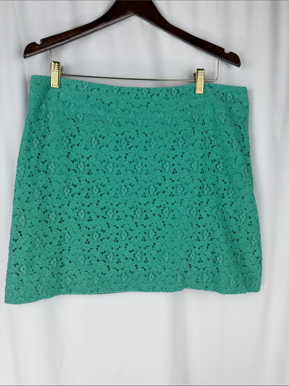 LOFT Teal Lace Floral Mini Skirt